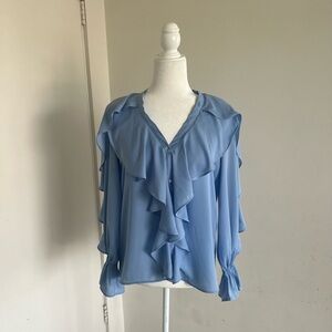 Blue blouse with ruffles zara